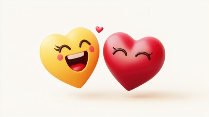 Emoji in love. Valentines day emoji. Heart love emotion.