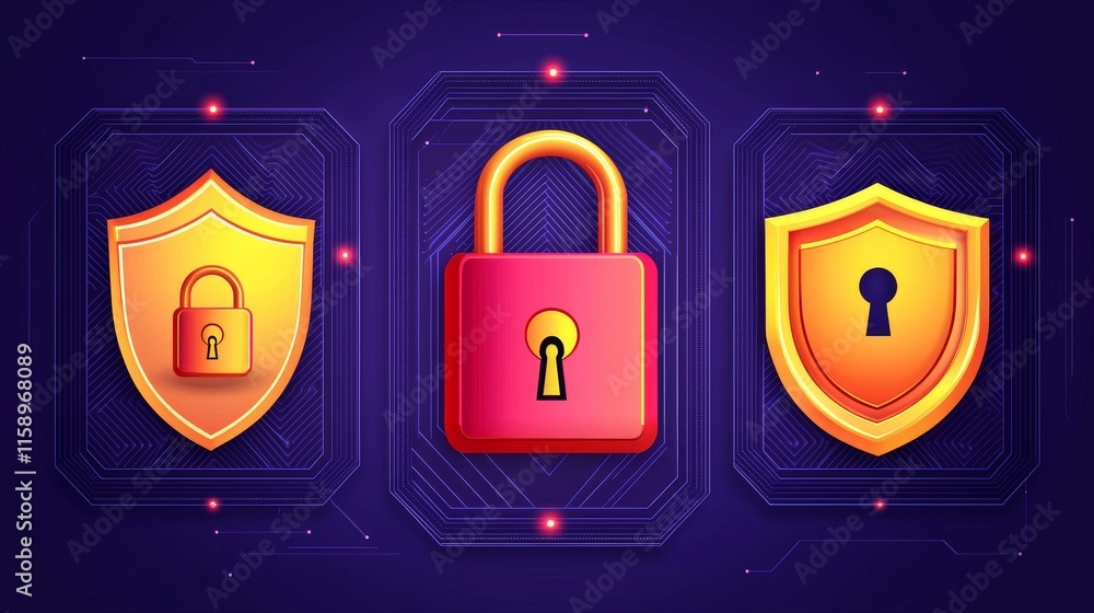 Poster multiple locks and shields protect a secure network on a circuit board