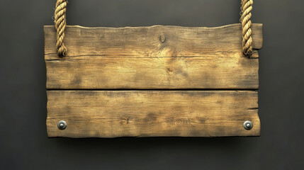 3d wood texture sign board. Wooden plank frame for saloon. Realistic vintage nail bar for text in game. Timber ui interface pointer template icon set. Empty hanging on rope plain banner design