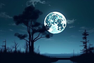 Naklejka premium halloween night landscape