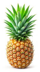 Fototapeta premium Fresh Ripe Pineapple Isolated on White Background – Tropical Exotic Fruit