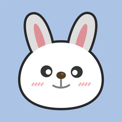 rabbit head with outline flat vector design.