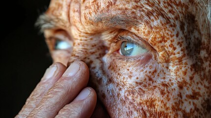 Close-Up of Pigmentation Spots on Mature Skin