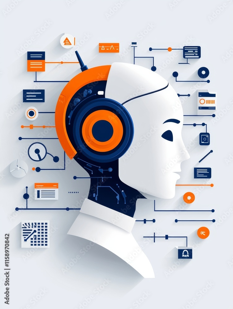 Poster abstract concept illustration set for chatbot programming. development platform, virtual assistant, 