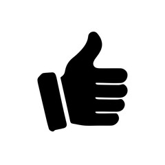 Thumbs up icon silhouette on white background