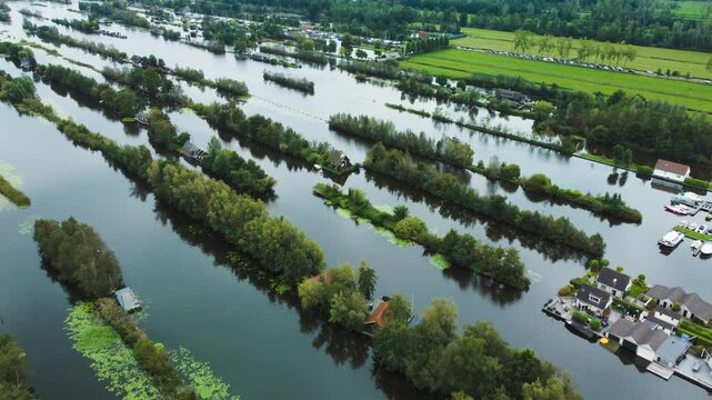Houses and Boats, Islands and Canals. Scheendijk, Netherlands