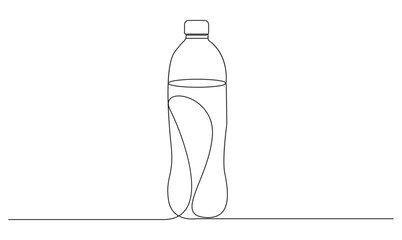 Water bottle continuous one line drawing isolated on white background concept of healthy lifestyle.

