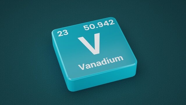 Vanadium element on the Periodic table. 23th Element of the Periodic table elements