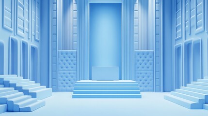 Obraz premium Blue Room Minimalist Architectural Design Stage