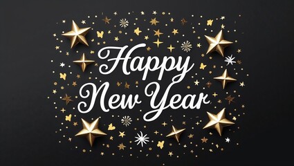 Happy New Year - Stars and Confetti 