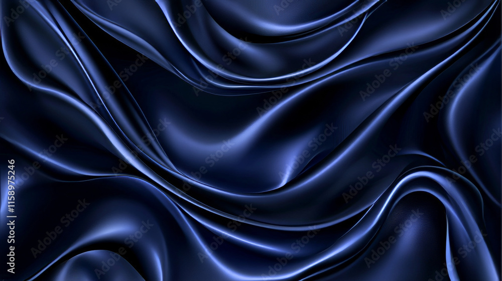 Poster blue silk fabric background with liquid ripples and folds effect. realistic vector illustration of n