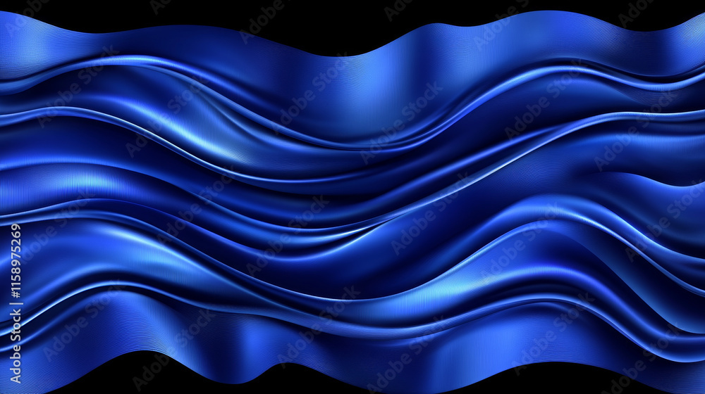 Poster blue silk fabric background with liquid ripples and folds effect. realistic vector illustration of n