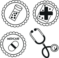 Healthcare, medical, icon silhouette vector art illustration