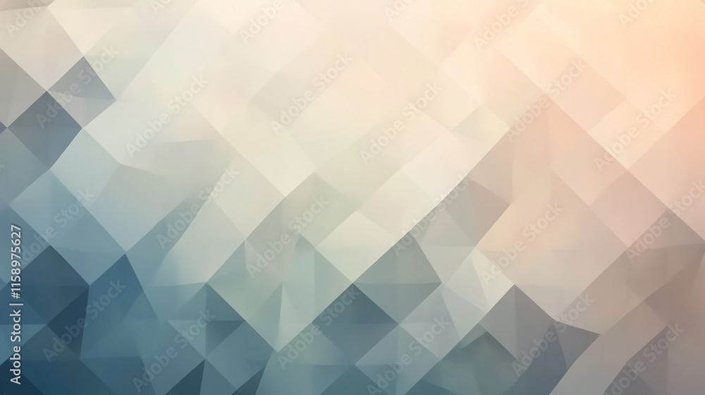 Poster Abstract geometric pattern with soft gradients in blue and cream tones creating a tranquil atmosphere