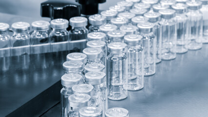 Glass ampoules for injection in a special container in a hospital or medical laboratory