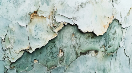 Obraz premium Cracked and peeling wall surface with layers of texture and color in a weathered appearance