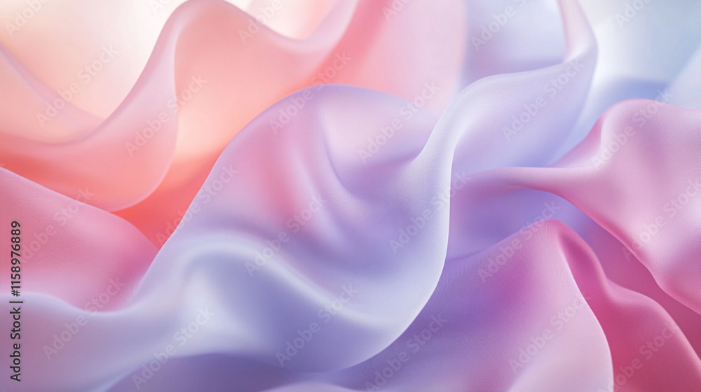 Poster soft pastel fabric waves creating an ethereal texture in gentle lighting ideal for backgrounds and d