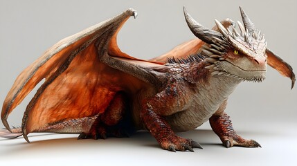 Obraz premium Majestic orange-winged dragon in fantasy setting