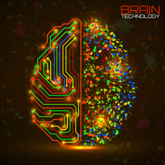 Left right human brain concept. Logic part and creative part, analytical vs creativity