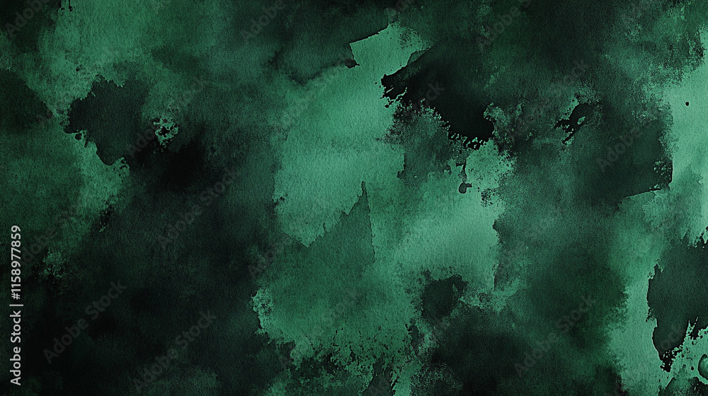 Poster abstract watercolor background in dark green tones creating a moody atmosphere for artistic projects