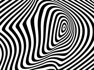 Black and white wavy line pattern background. Striped repeating texture. Vector illustration