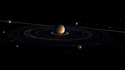 Obraz premium Exploration of Jupiter and its stunning ring system with surrounding moons