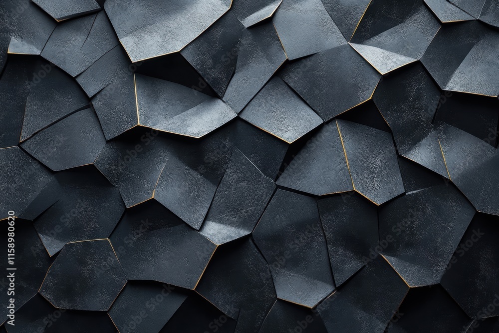 Poster geometric black matte texture with angular patterns and subtle highlights