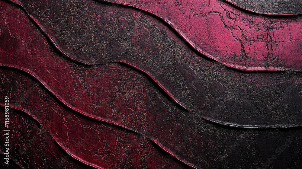Aufkleber abstract textured wall with wavy patterns in deep red and black tones showcasing a modern artistic d