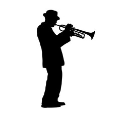 Fototapeta premium silhouette of a man playing the trumpet - isolated, vector illustration