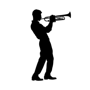 recommend clip art: silhouette of a man playing the trumpet - isolated, vector illustration