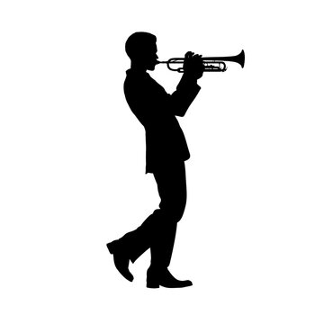 recommend clip art: silhouette of a man playing the trumpet - isolated, vector illustration