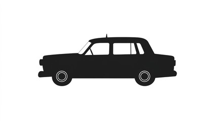 Fototapeta premium A simple, flat vector silhouette of a taxi cab, featuring clean lines and minimalistic design. The silhouette emphasizes the recognizable shape of a classic taxi