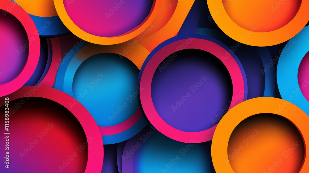 Poster circular cut paper layers background. realistic 3d vector geometric radial cutout cardboard backdrop