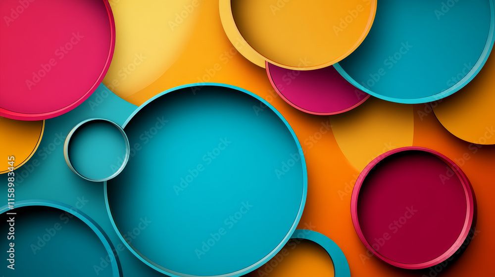 Poster circular cut paper layers background. realistic 3d vector geometric radial cutout cardboard backdrop