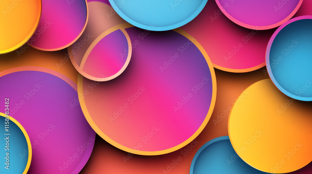 Poster circular cut paper layers background. realistic 3d vector geometric radial cutout cardboard backdrop