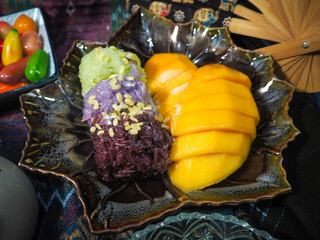Traditional Thai Dessert with Mango and Sticky Rice 4