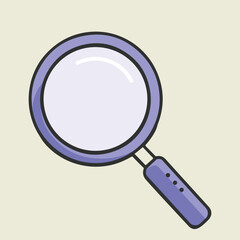 Blue Magnifying glass holding with searching illustration and search for investigation with magnifying glass in hand for testing in white glass