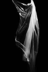 Black Background Wallpaper with the Texture of Wrinkled Plastic Wrap