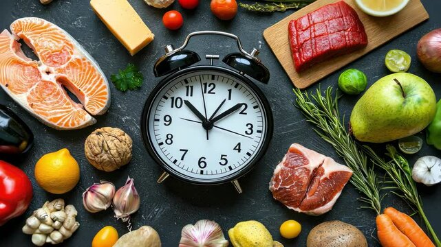 keto diet foods and times top view. Selective focus