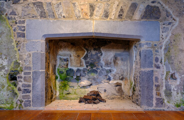 Detail of fireplace in Portumna Castle, Co Galway, Ireland