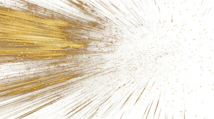 Metallic gold glitter streaks with luminous abstract  trails  isolated on transparent background