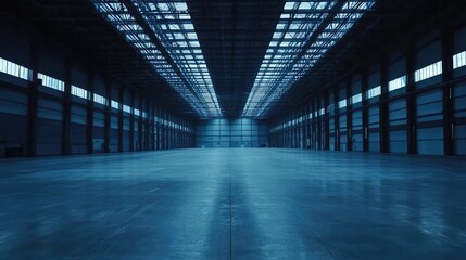 Empty Industrial Warehouse Interior, Ready for Customization