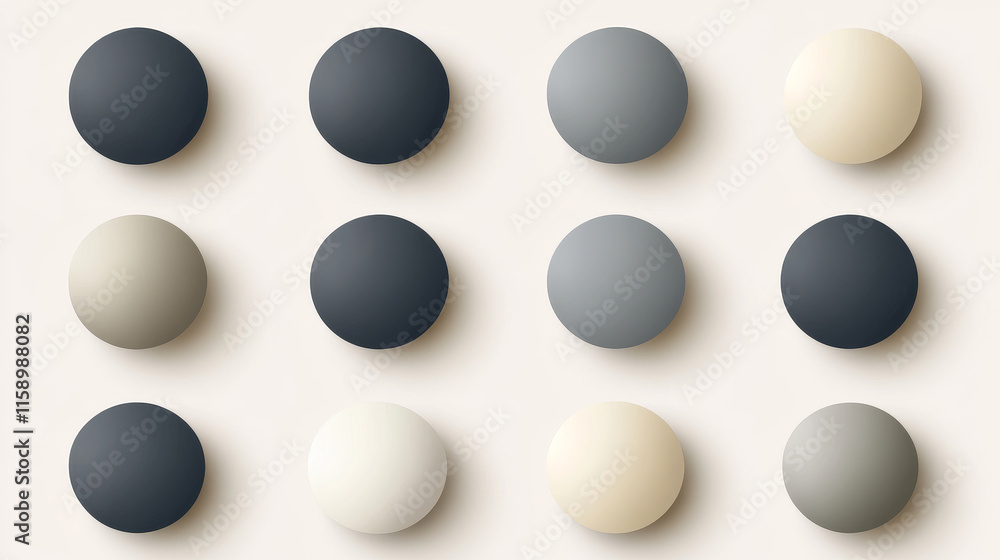 Poster circle drop shadows, round and ellipse shades. soft gray oval gradients in side and top view isolate