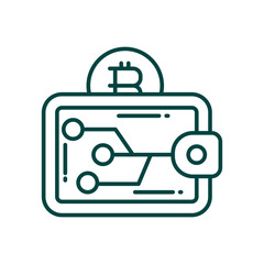 Crypto Digital Wallet Icon. Secure Cryptocurrency Storage and Transaction Symbol