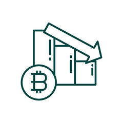 Bitcoin Decrease Chart Icon. Cryptocurrency Downtrend and Market Decline