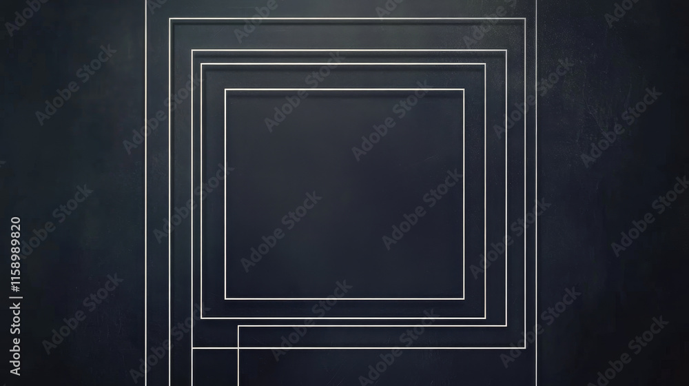 Poster minimalist delicate thin white outline frames on dark backdrop. elegant rectangular shapes with subt