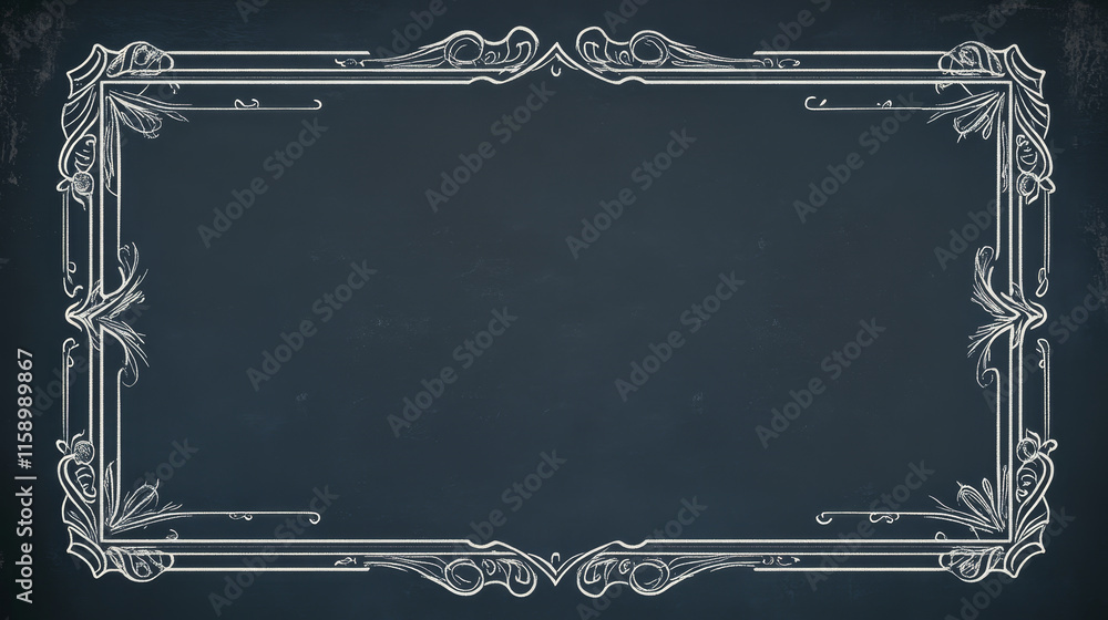 Poster minimalist delicate thin white outline frames on dark backdrop. elegant rectangular shapes with subt