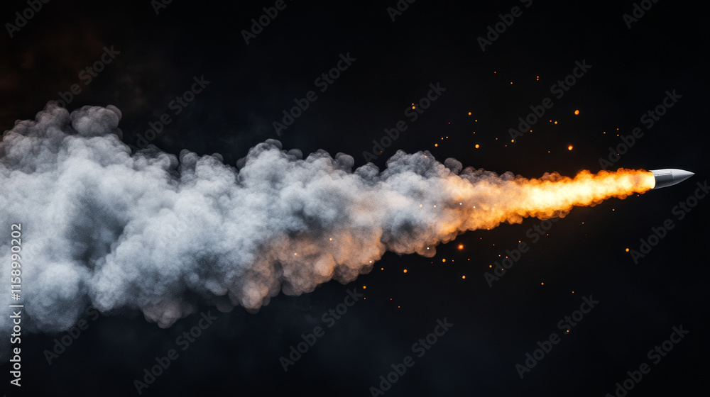 Poster jetpack smoke cloud trail with blue fire vector effect. rocket speed contrail in sky air 3d realisti