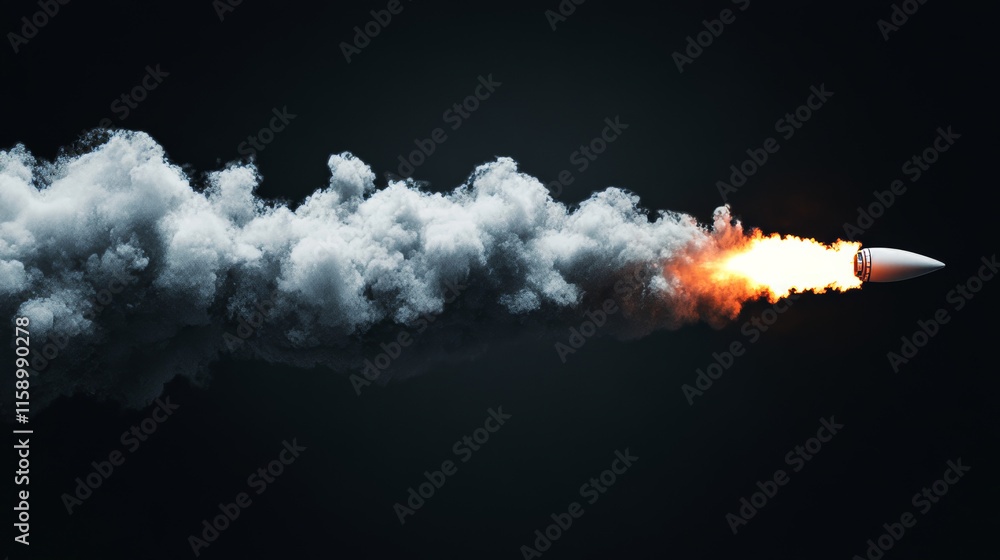 Poster jetpack smoke cloud trail with blue fire vector effect. rocket speed contrail in sky air 3d realisti