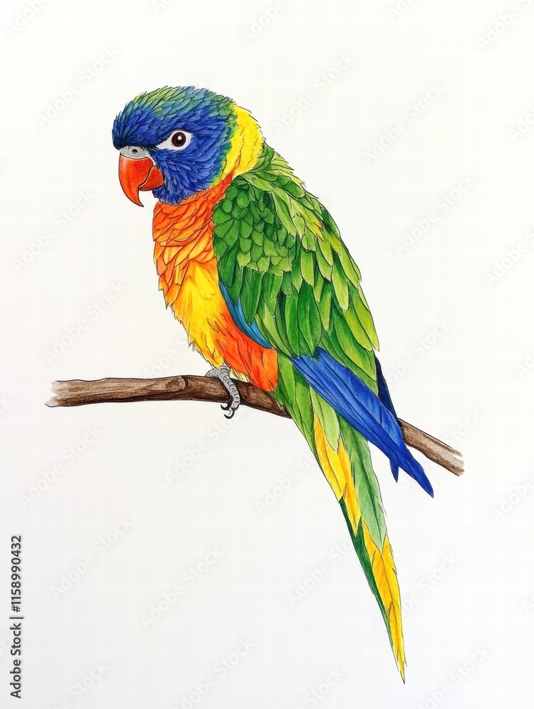 Leinwandbilder brightly colored parrot perched on a branch with ample space for creative text. generative ai